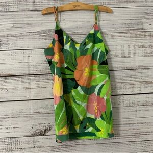 NWOT Eliane Rose Womens Tropical Summer Print Tunic Tank SZ LG Side Slits Lined